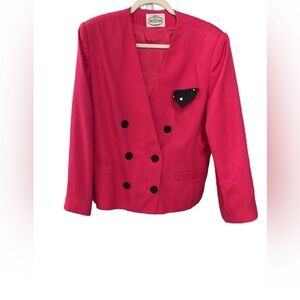 Vintage Pink Double-Breasted Women's Blazer Size 16